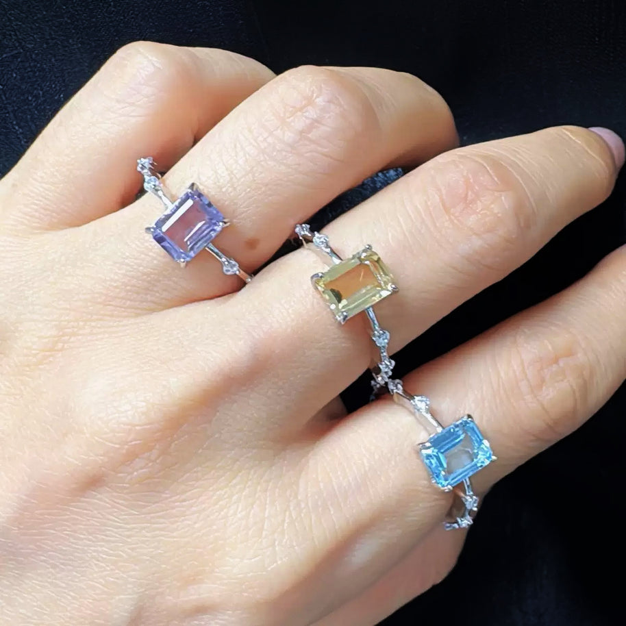 Starry Collection|S925 Silver Gemstone Ring - MOONQUIET