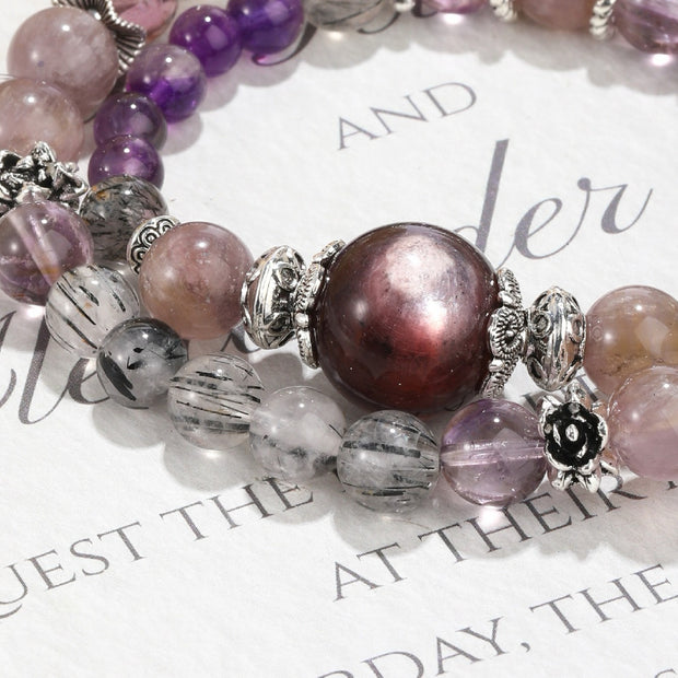 Double Layer Super Amethyst Bracelet – Protection & Spiritual Growth(7mm) - MOONQUIET
