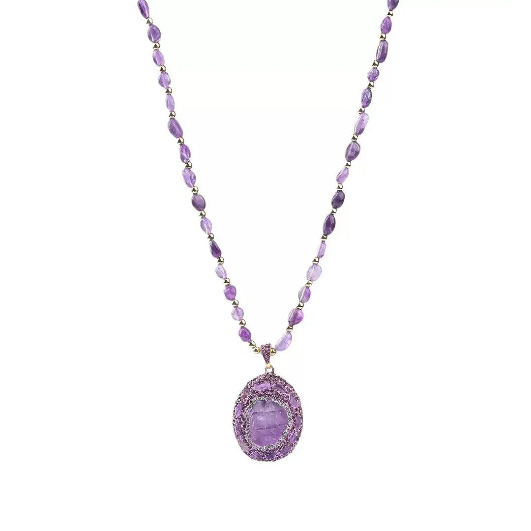 Natural Amethyst Energy Necklace | Spiritual Shield & Inner Peace - MOONQUIET