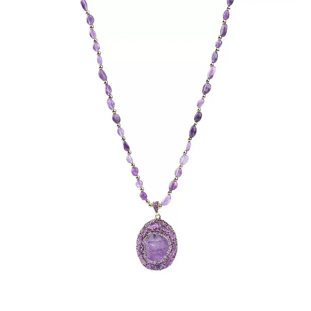 Natural Amethyst Energy Necklace | Spiritual Shield & Inner Peace - MOONQUIET