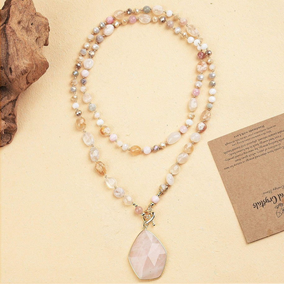 Rose Quartz Heart Necklace | Love, Healing & Inner Peace - MOONQUIET