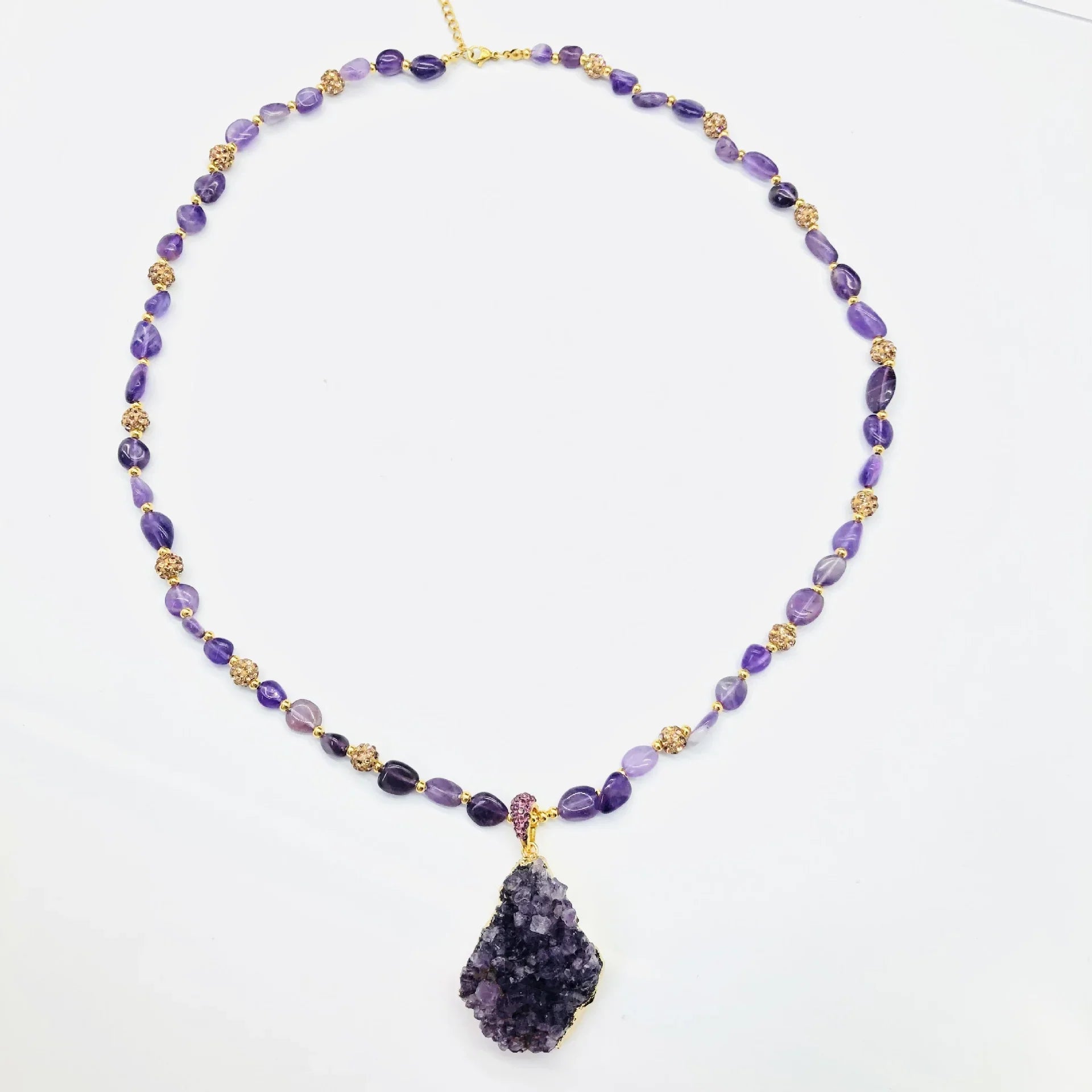 Raw Amethyst Cluster Necklace|Spiritual Focus & Energy - MOONQUIET