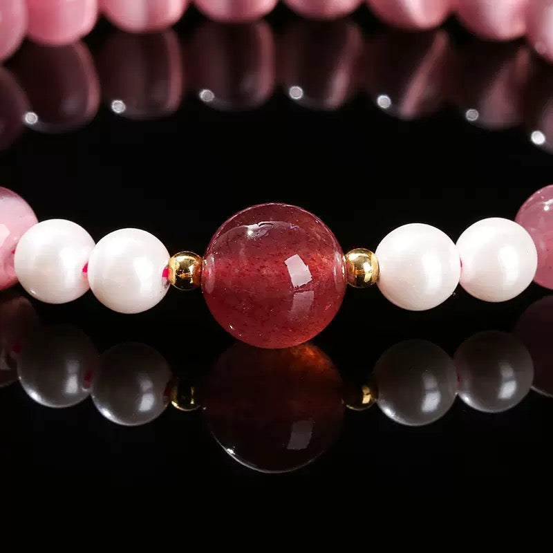 Love & Self Bracelet|Cat’s Eye x Strawberry Quartz(8mm)