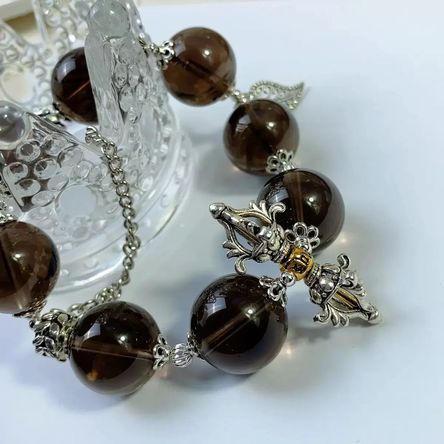 Health Energy Crystal | Smoky Quartz Bracelet Stability & Protection(18mm) - MOONQUIET
