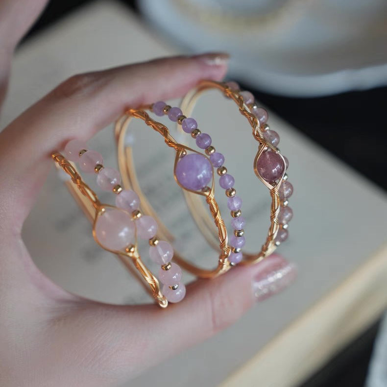 Double Layer Healing Crystal Bangle(Stone Options)