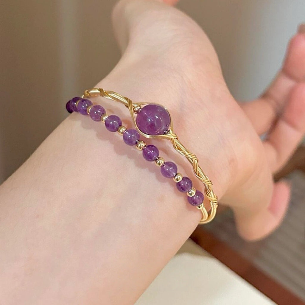 Double Layer Healing Crystal Bangle(Stone Options)