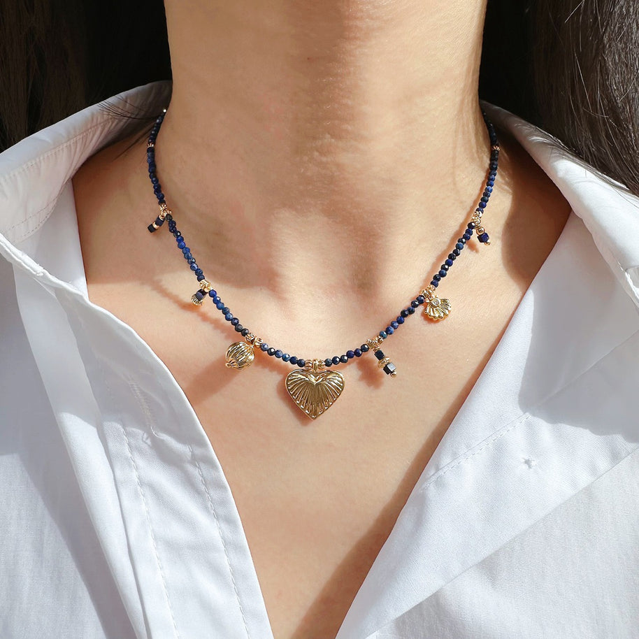 Ocean Series Lapis Lazuli Layered Necklace |Wisdom & Expression - MOONQUIET