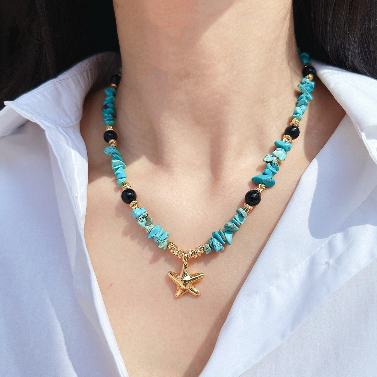 Ocean Series Turquoise Layered Necklace |Calm & Protection