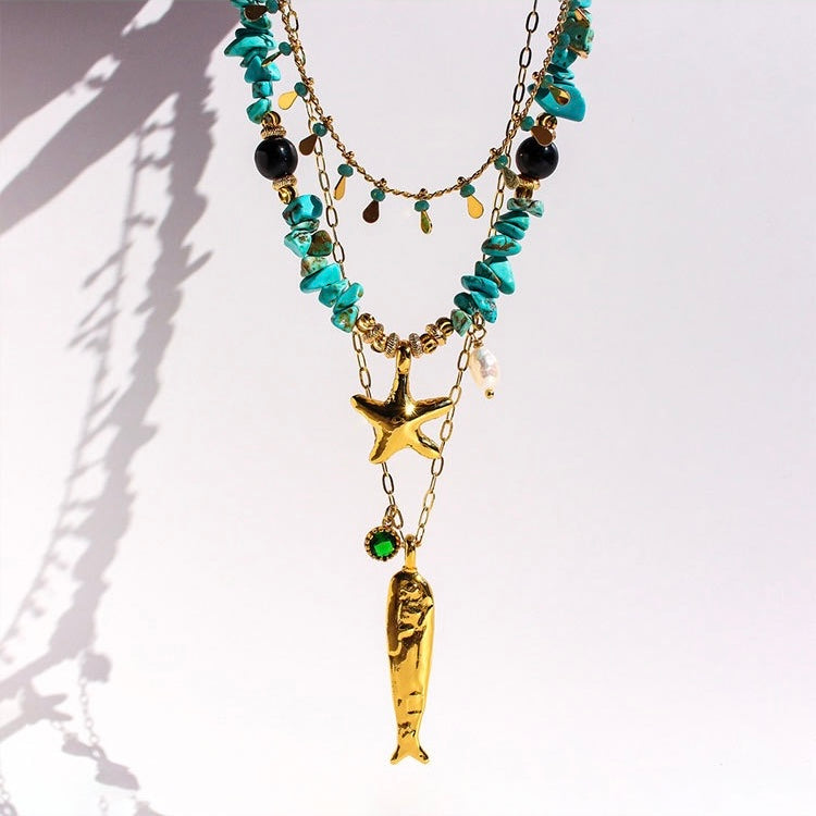 Ocean Series Turquoise Layered Necklace |Calm & Protection