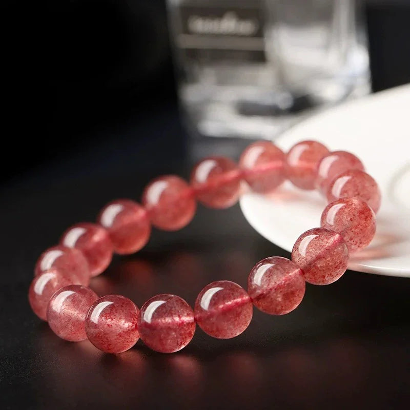 Romantic Energy Crystal | Strawberry Quartz for Love & Connection (8-10mm) - MOONQUIET