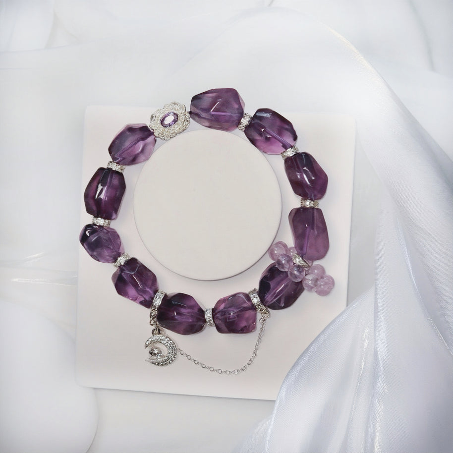 Faceted Amethyst Bracelet|Clarity & Intuition (11.9mm) - MOONQUIET