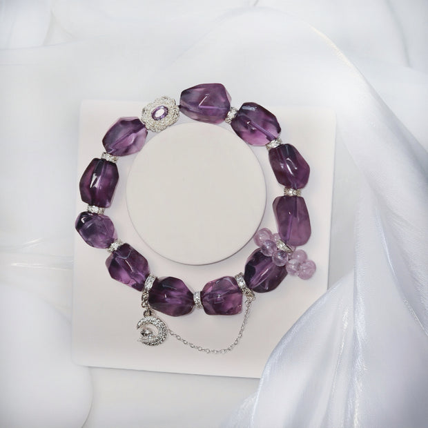 Faceted Amethyst Bracelet|Clarity & Intuition (11.9mm) - MOONQUIET