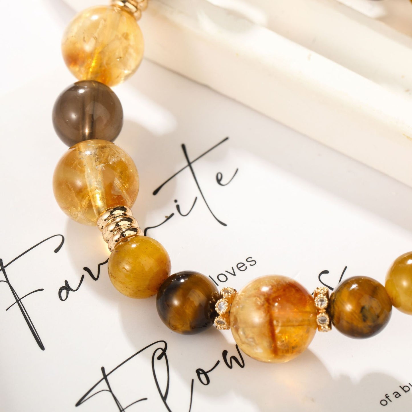 Manifest Strength |Tiger’s Eye & Smoky Quartz Bracelet(10mm)
