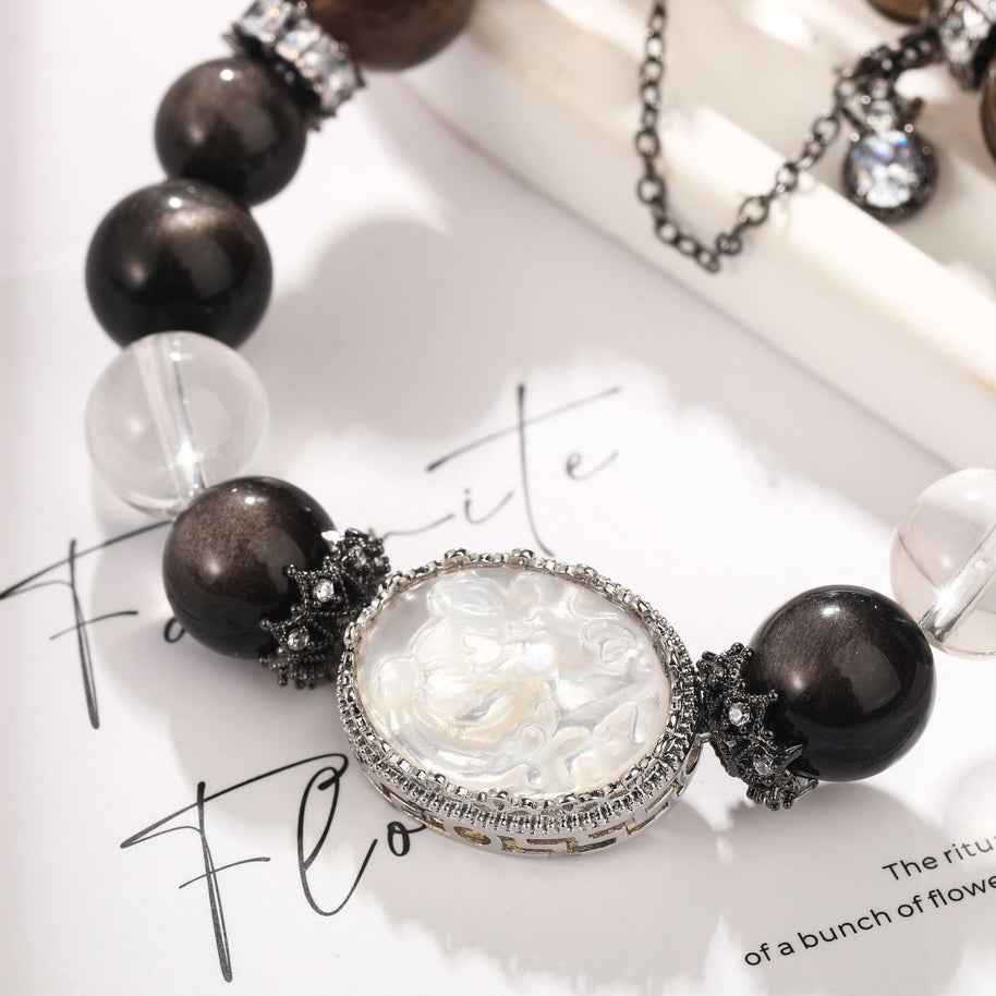 Protection Bracelet | Smoky Quartz&Silver Obsidian(10mm) - MOONQUIET