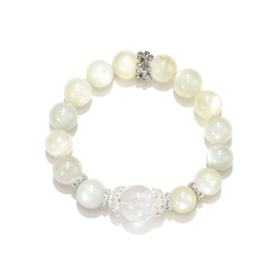 Moonlit Serenity|White Moonstone&White Azeztulite Bracelet(12+16mm) - MOONQUIET