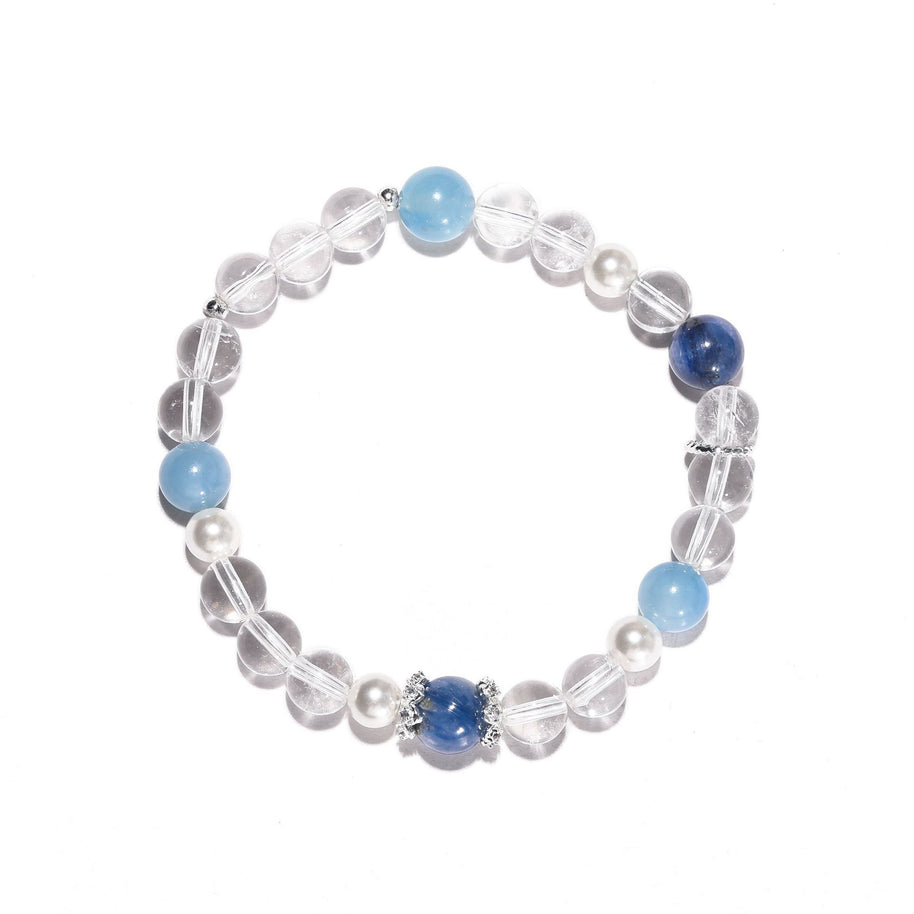Blue Ocean Tide|Clear Quartz&Aquamarine Crystal Bracelet(7+8mm) - MOONQUIET