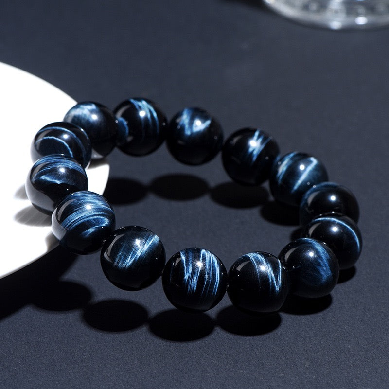 Lightning Blue Tiger’s Eye Bracelet – Protects Wealth, Health & Courage(8-12mm) - MOONQUIET
