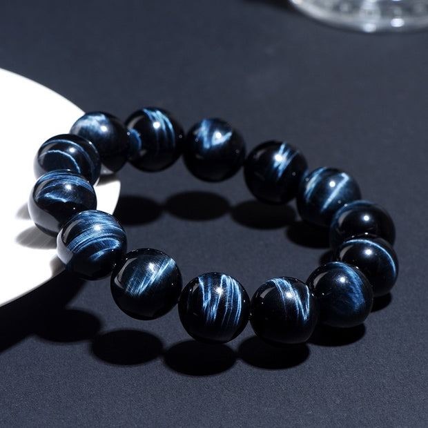 Lightning Blue Tiger’s Eye Bracelet – Protects Wealth, Health & Courage(8-12mm) - MOONQUIET