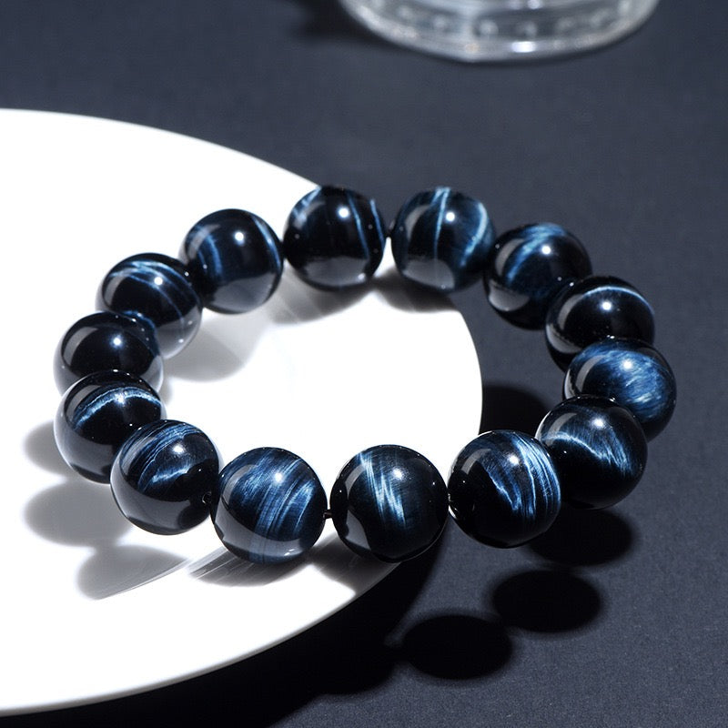 Lightning Blue Tiger’s Eye Bracelet – Protects Wealth, Health & Courage(8-12mm) - MOONQUIET
