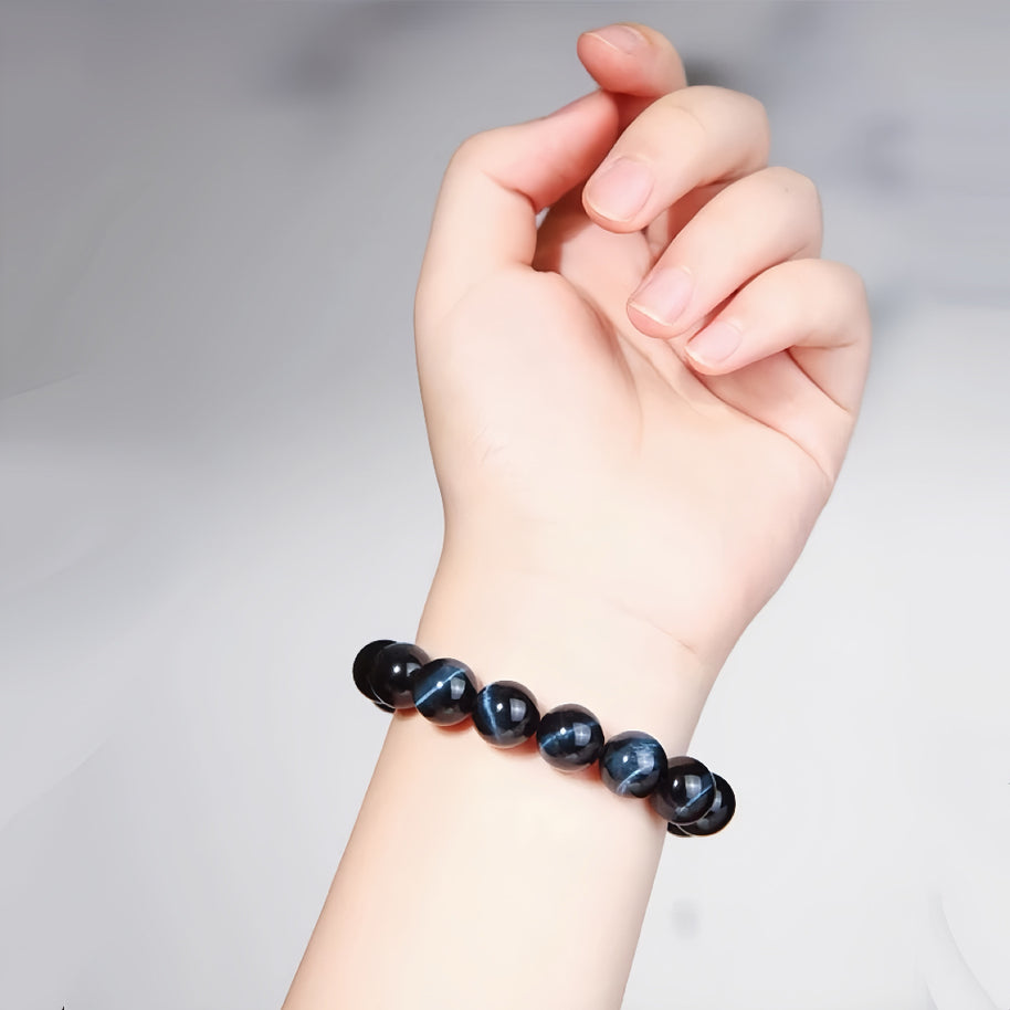 Lightning Blue Tiger’s Eye Bracelet – Protects Wealth, Health & Courage(8-12mm) - MOONQUIET