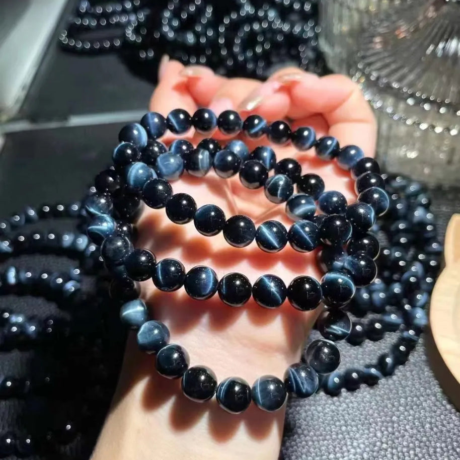 Lightning Blue Tiger’s Eye Bracelet – Protects Wealth, Health & Courage(8-12mm) - MOONQUIET