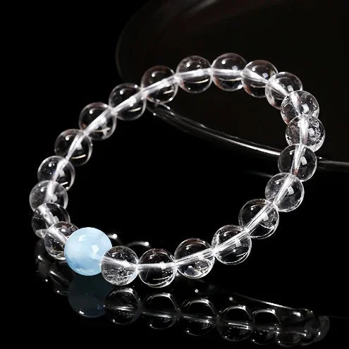 Clear Quartz x Aquamarine Bracelet|Clarity & Calm(6~10mm) - MOONQUIET