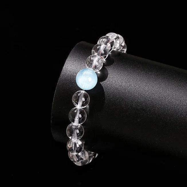 Clear Quartz x Aquamarine Bracelet|Clarity & Calm(6~10mm) - MOONQUIET