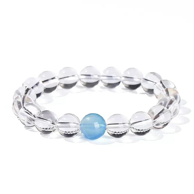 Clear Quartz x Aquamarine Bracelet|Clarity & Calm(6~10mm) - MOONQUIET