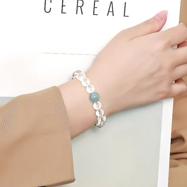 Clear Quartz x Aquamarine Bracelet|Clarity & Calm(6~10mm) - MOONQUIET