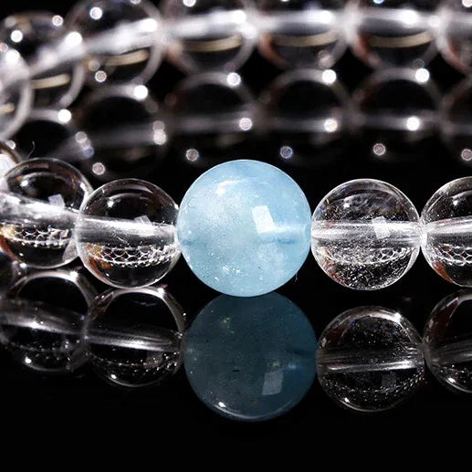 Clear Quartz x Aquamarine Bracelet|Clarity & Calm(6~10mm) - MOONQUIET