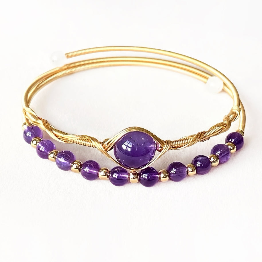Double Layer Healing Crystal Bangle(Stone Options) - MOONQUIET
