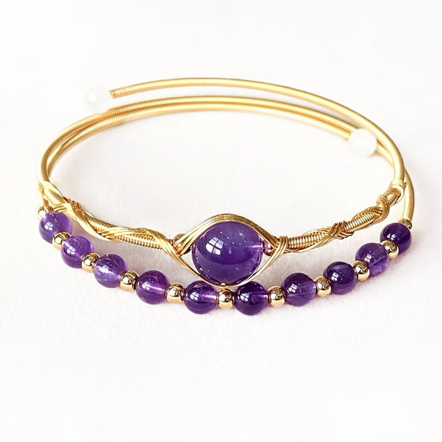Double Layer Healing Crystal Bangle(Stone Options) - MOONQUIET
