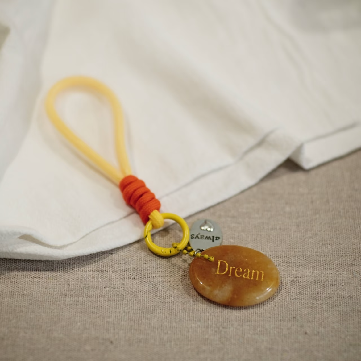 Dream crystal keychain with yellow jade