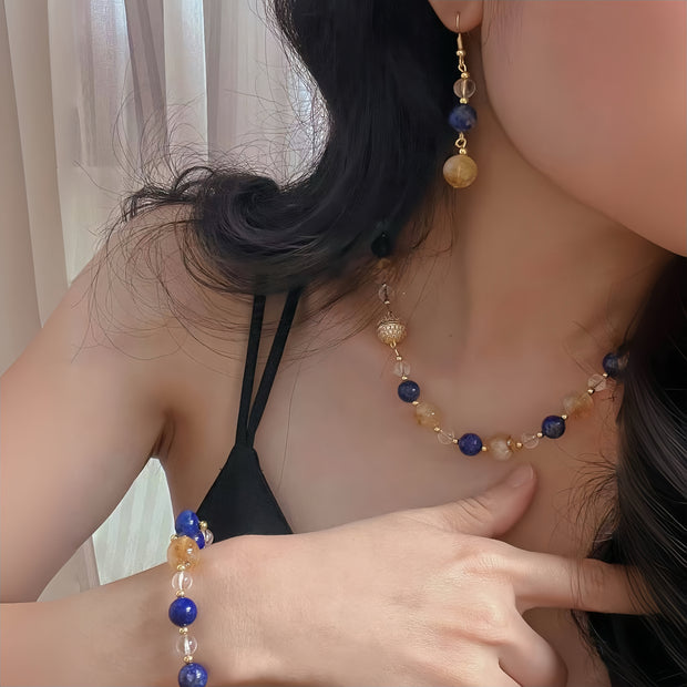Lapis Lazuli, Clear Quartz & Citrine Jewelry Set - MOONQUIET