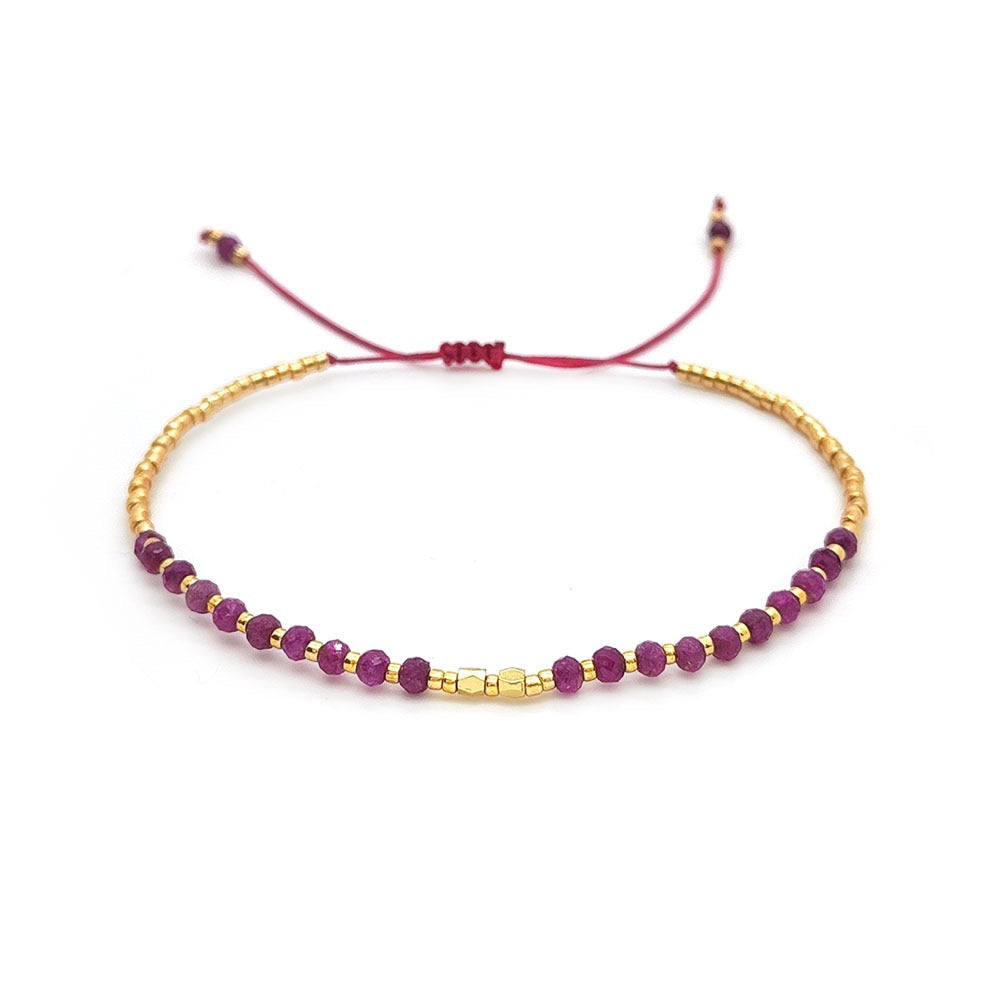 Deep pink tourmaline bracelet, adjustable and feminine