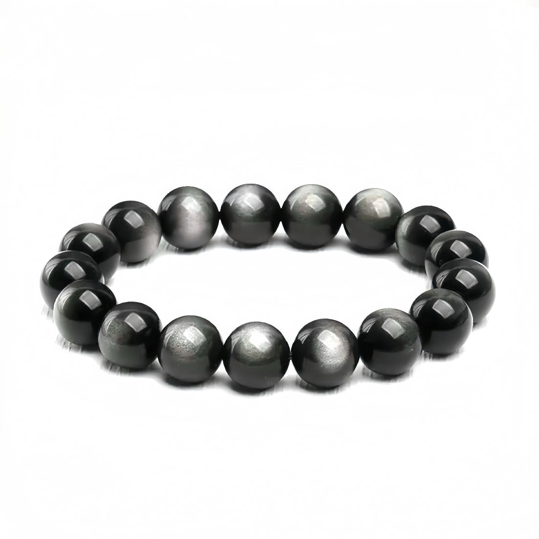 Silver Sheen Obsidian bracelet with metallic glow