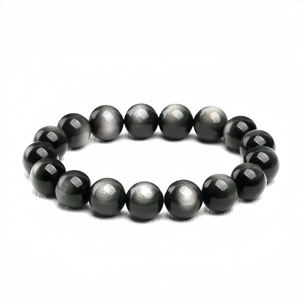 Silver Sheen Obsidian Protection Bracelet (6-16MM) - MOONQUIET