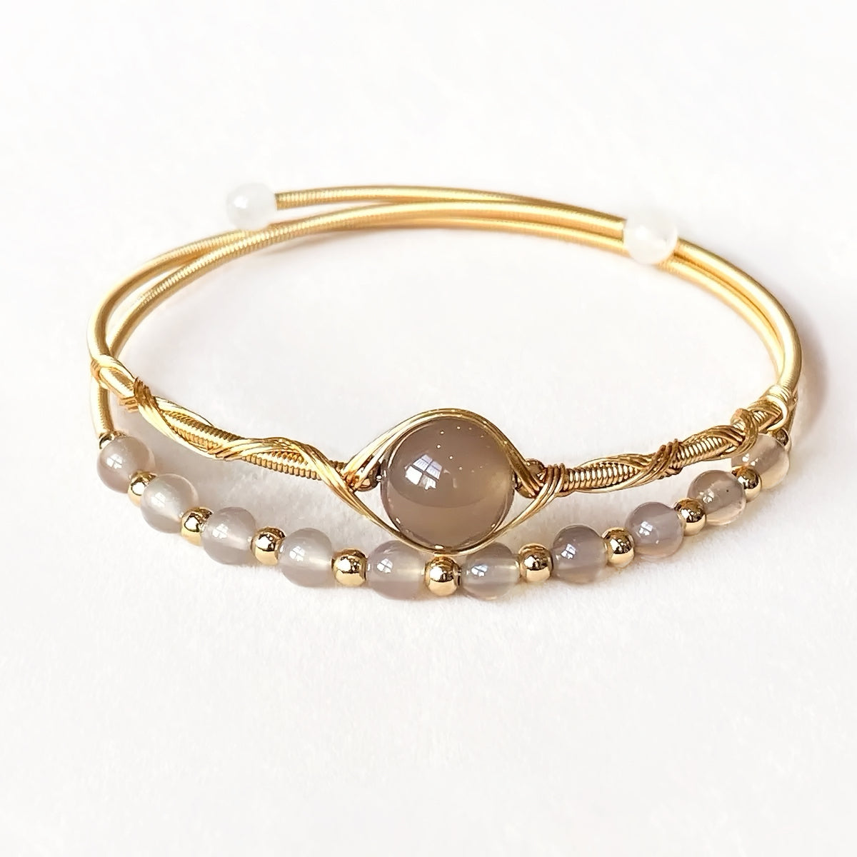 Smoky purple agate crystal bangle, grounding and calming