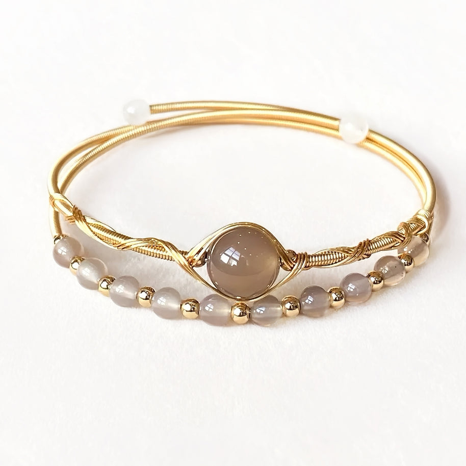 Double Layer Healing Crystal Bangle(Stone Options) - MOONQUIET