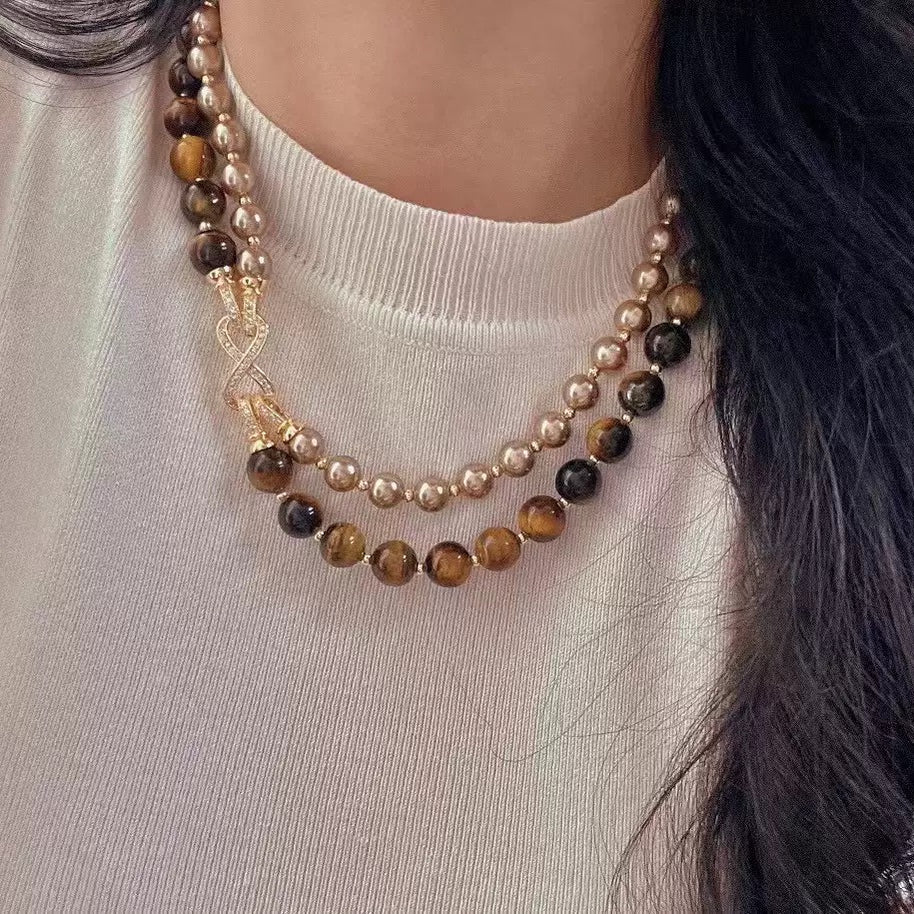 Tiger’s Eye Power Necklace|Confidence & Focus(8+10mm) - MOONQUIET