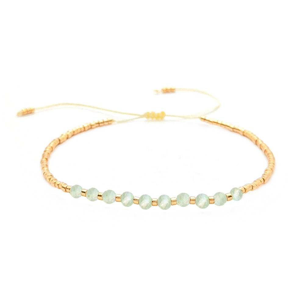 White chalcedony crystal bracelet with a translucent look