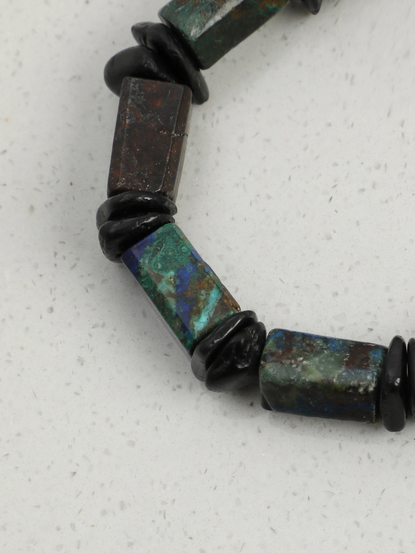 Azurite & Black Tourmaline & Baroque Pearl Bracelet | Protection & Grounding