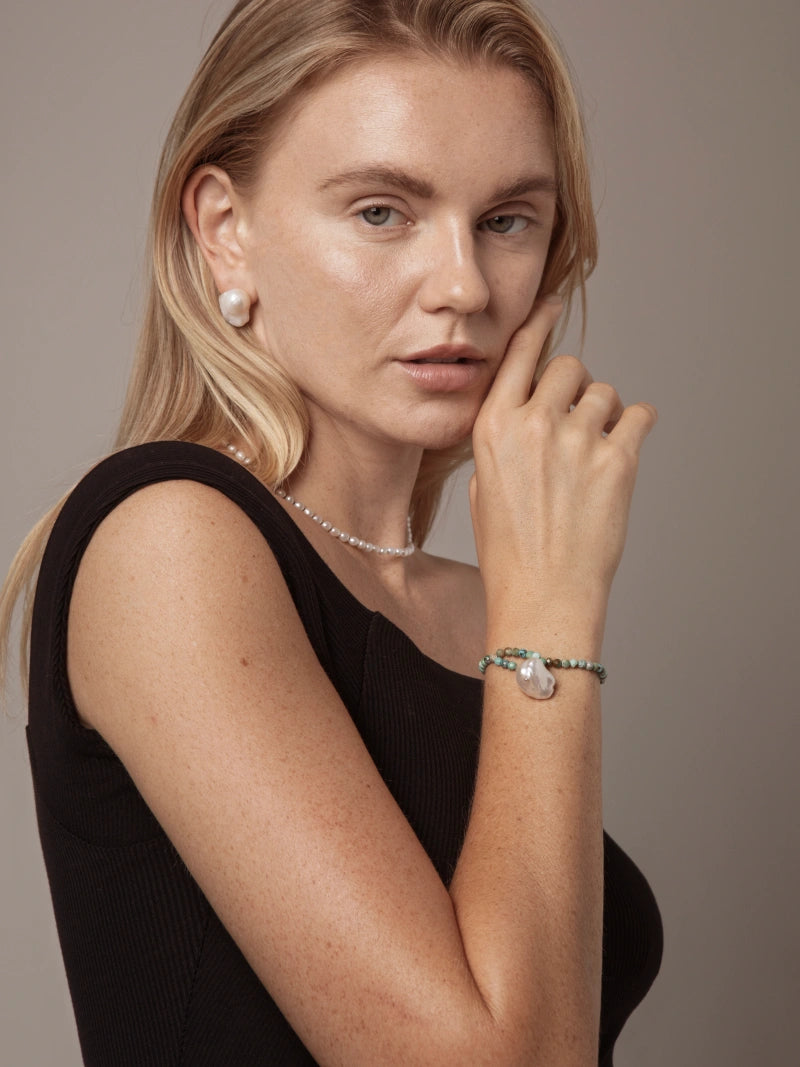 Five Elements Baroque Pearl Crystal Bracelet | Stone Options