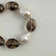 Smoky Quartz & Baroque Pearl Bracelet | Energy Cleansing