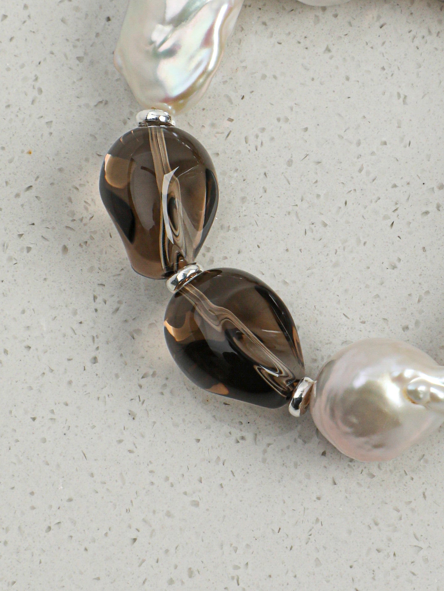 Smoky Quartz & Baroque Pearl Bracelet | Energy Cleansing