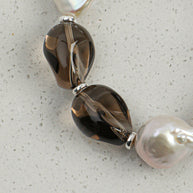 Smoky Quartz & Baroque Pearl Bracelet | Energy Cleansing