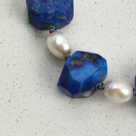 Lapis Lazuli & Baroque Pearl Bracelet | Intuition & Calm