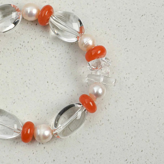 Clear Quartz & South Red Agate Bracelet | Clarity & Vitality