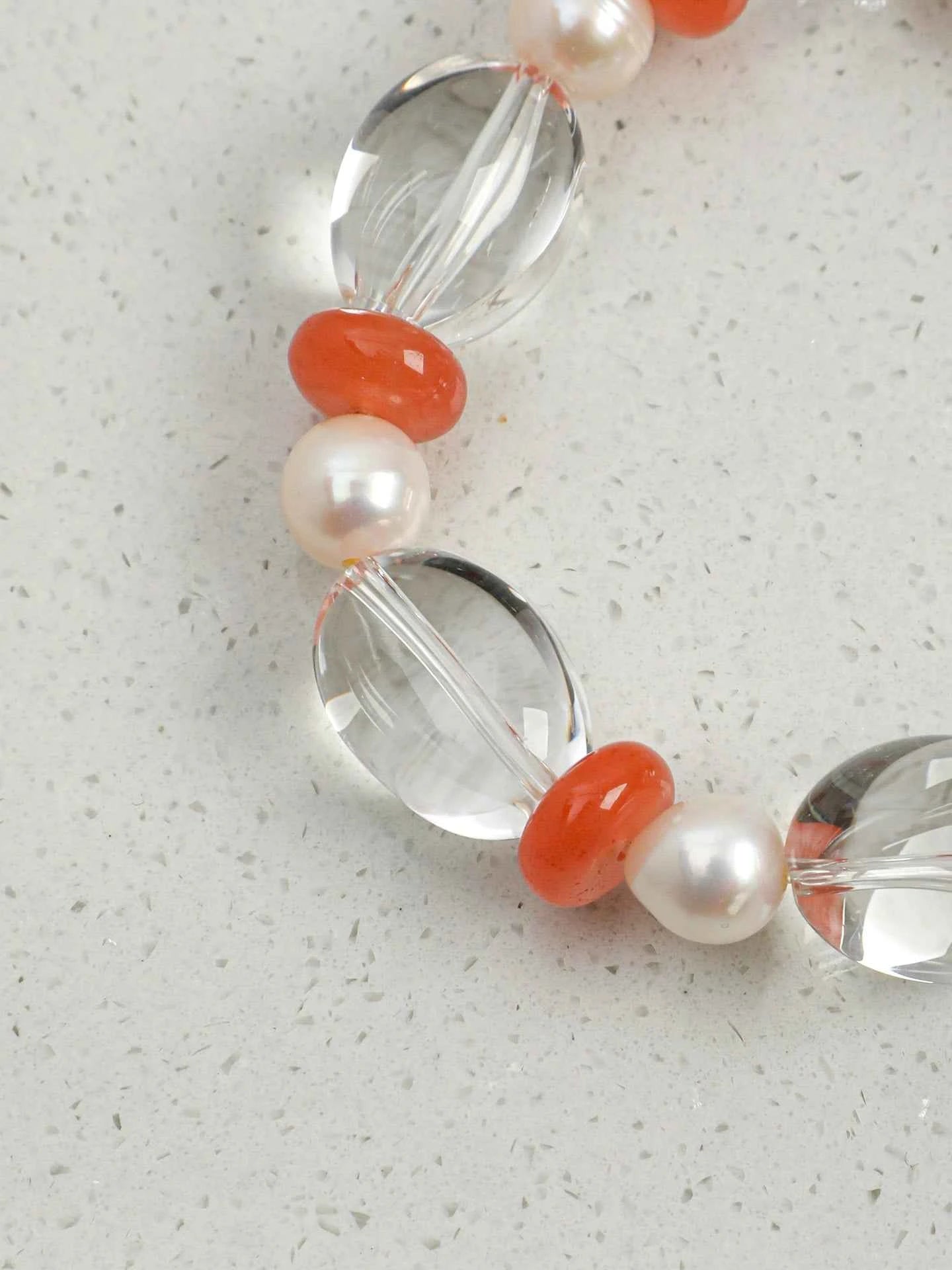 Clear Quartz & South Red Agate Bracelet | Clarity & Vitality