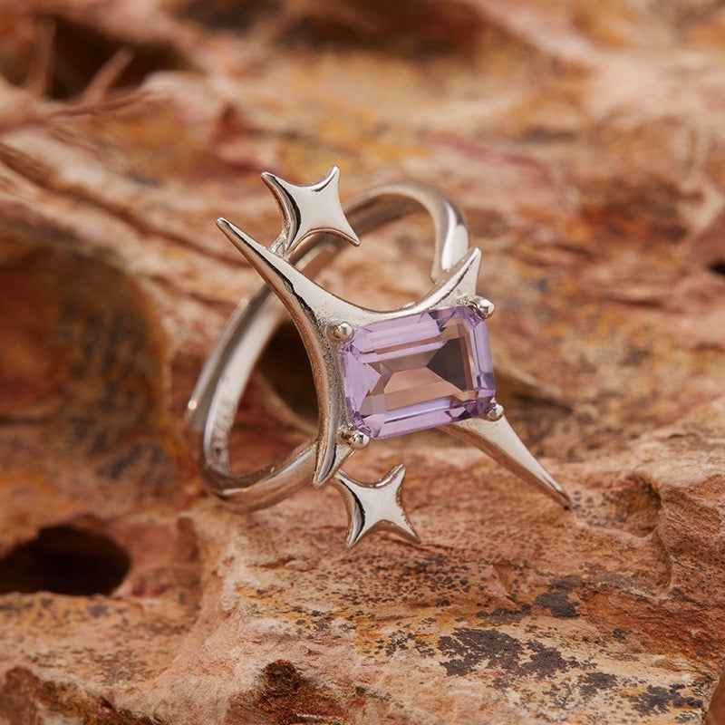 S925 Silver Amethyst Ring | Intuition & Inner Peace | MOONQUIET